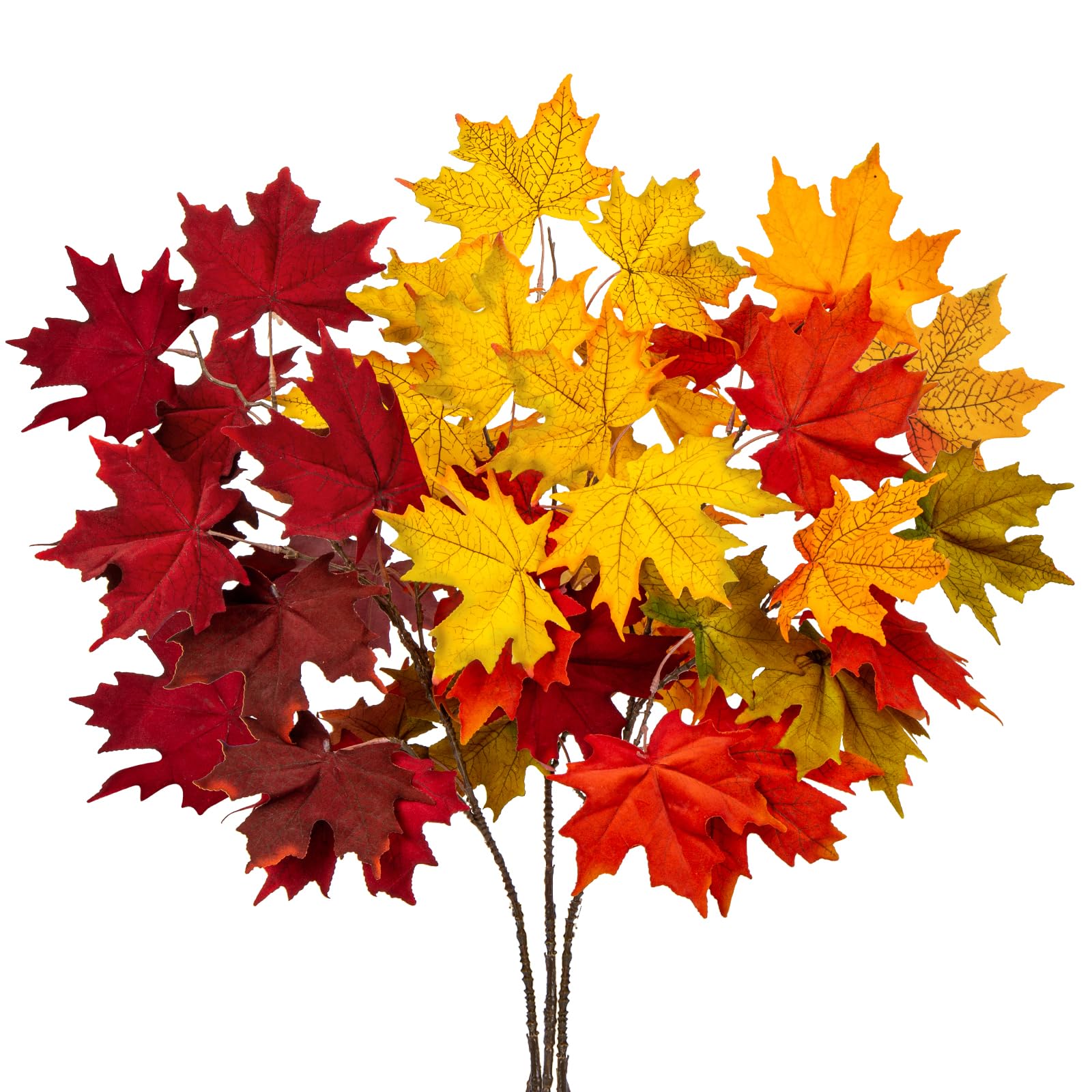 Photo 1 of Briful 37'' Fall Decor Artificial Maple Leaf Branches,Large Fake Maple Leaves Shrubs,Autumn Velvet Faux Maple Leaves Spray for Home Thanksgiving Table Centrepieces Halloween Decor,Mixed Color