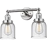 Innovations 208-SN-G54 2 Light Bathroom Fixture, Small Bell Shade, Brushed Satin Nickel