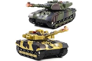 Supdex 1/28 RC Battle Tank Set, Remote Control Army Toy That Shoots for Kids and Adults, 2.4G Military Tank Model Toy for Boys Age 6+ Years Old with Sound and Lights