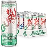 GURU ZERO SUGAR Organic Energy Drinks Variety Pack, Clean Energy Drink with Plant Based Natural Caffeine from Green Tea, Coco