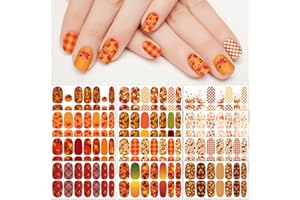 TailaiMei 12 Sheets Fall Nail Wraps Stickers Autumn Nail Polish Strips Self-Adhesive Full Wraps with 2 pcs Nail Files for Thanksgiving Day DIY Nail Decals (Leaves Style)