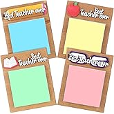 Humyoun 4 Set Graduation Thank You Teacher Gifts from Student Include 4 Pcs Wooden Sticky Note Holder 4 Pad Appreciation Sticky Notes for Teachers' Day School Classroom End of Year Gift Supplies