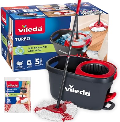 - Turbo 3 en 1 - Balai Serpillière et Seau Essoreur à Pédale pour un Nettoyage Hygiénique - Mélanges de Microfibres Innovants - Laveur de Sol qui Retire 99% des Bactéries Juste avec de l'Eau