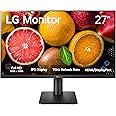 LG FHD (1920 x 1080) 27 Inch Computer Monitor, IPS, AMD FreeSync, 3-Side Borderless Design, Tilt/Height Adjustable Stand, 75Hz, 5ms, OnScreen Control, HDMI, DisplayPort, D-Sub, 27MP450-B, Black