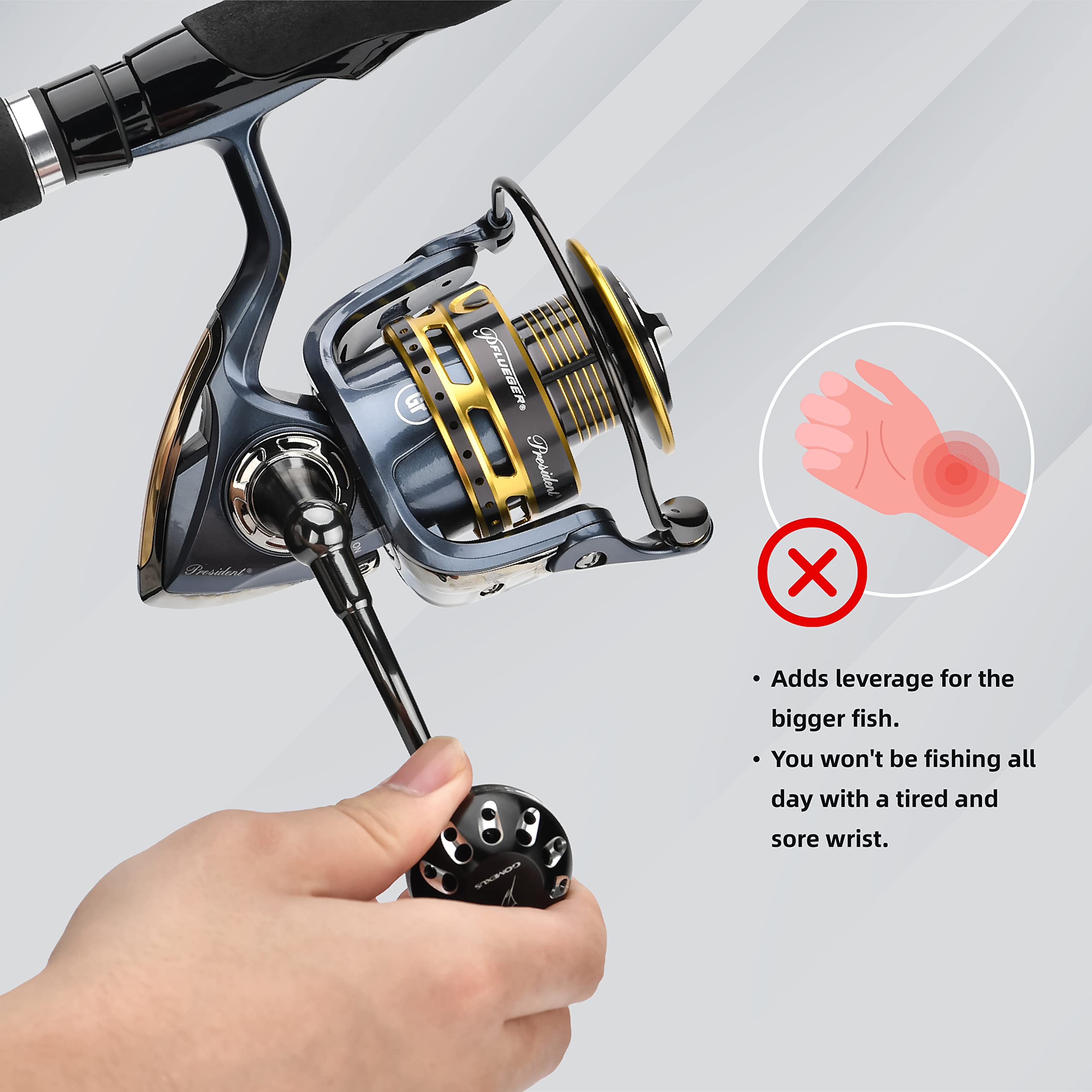 GOMEXUS Power Handle for Pfluger President Spinning Reel 35 40 - view 2