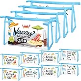 Kacctyen 12 Pcs Summer Clear Waterproof Makeup Bags Portable Blue Border Transparent Cosmetic Bags Plastic Beach Makeup Pouch with Zipper for Toiletries Travel Summer Vacation Organization