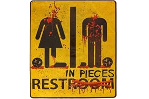 Bloody Restroom Sign Sticker - Halloween, Haunted House and Horror Themed Parties Bathroom Door Decoration - Removable, Sticks on Most Surfaces, Comes Off Clean - by Skeleteen