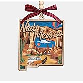 Moonlit93 New Mexico State Christmas Wooden Ornament - 2-Layer Laser-Cut Wooden Keepsake - Rustic Holiday Decor & Ideal Travel Gift for Women Men Family & Friends - New Mexico Locals Gift