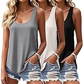 Riyiper 3 Pack Women's Waffle Knit Tank Tops, Scoop Neck Sleeveless Shirts Flowy Loose Beach Tops 2026 Summer Trendy