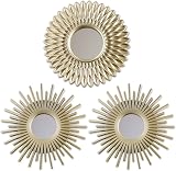 BONNYCO 3 Pack Round Gold Wall Mirrors - Home Decor for Living Room