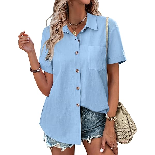 Milumia Women Color Block Button Down Shirts Short Sleeve 80s