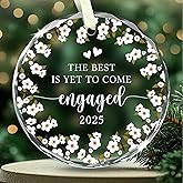 for Engaged Couple, Engagement Ornament 2025 - The Best is Yet to Come Crystal Round Ornament 2025, Unique Engagement Gifts for Couples Newly Engaged, Fiance & Bride to Be