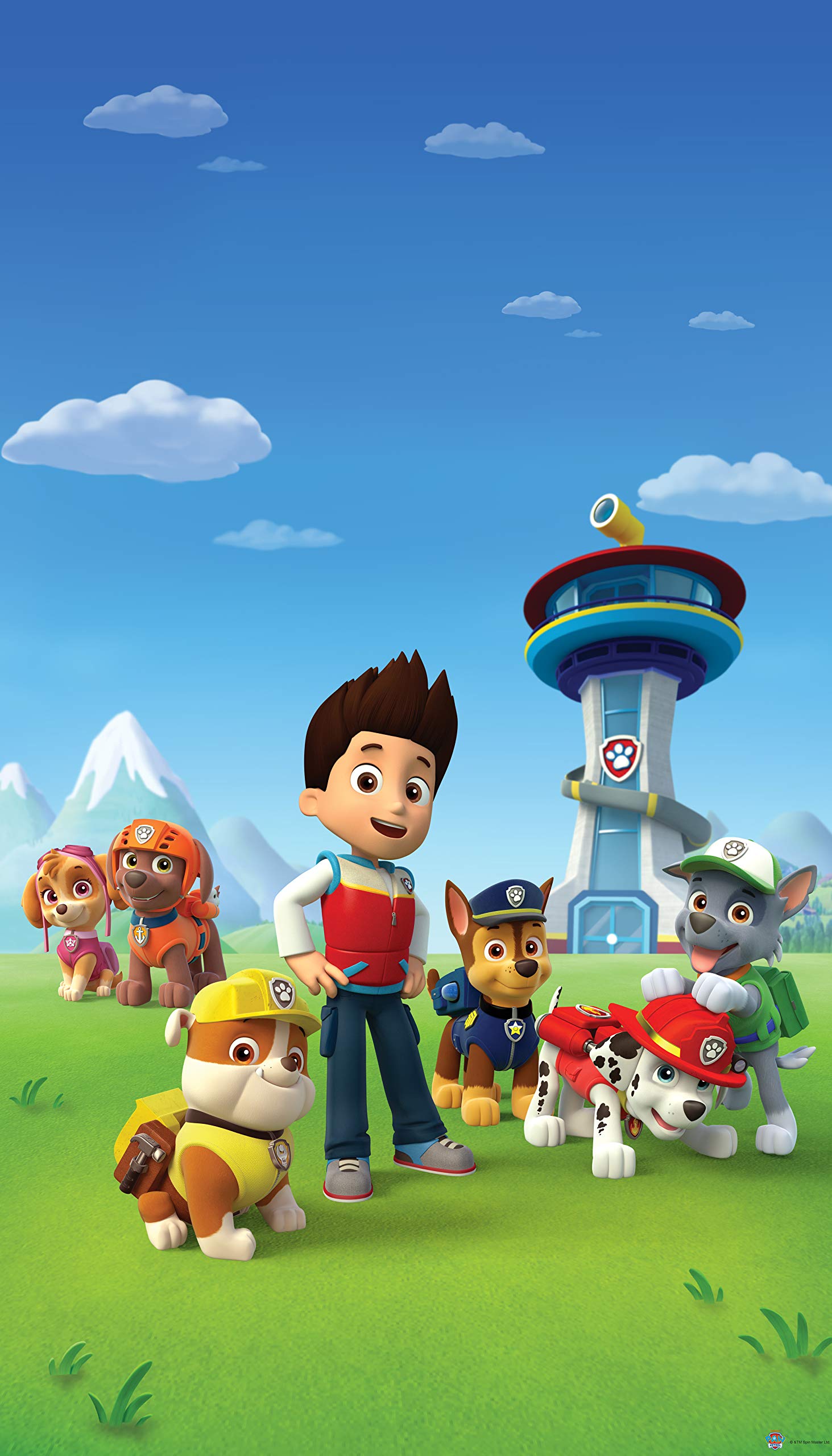 AG Design Paw Patrol at their station, curtains for children's room, 1 piece, multicoloured, 140 x 245 cm