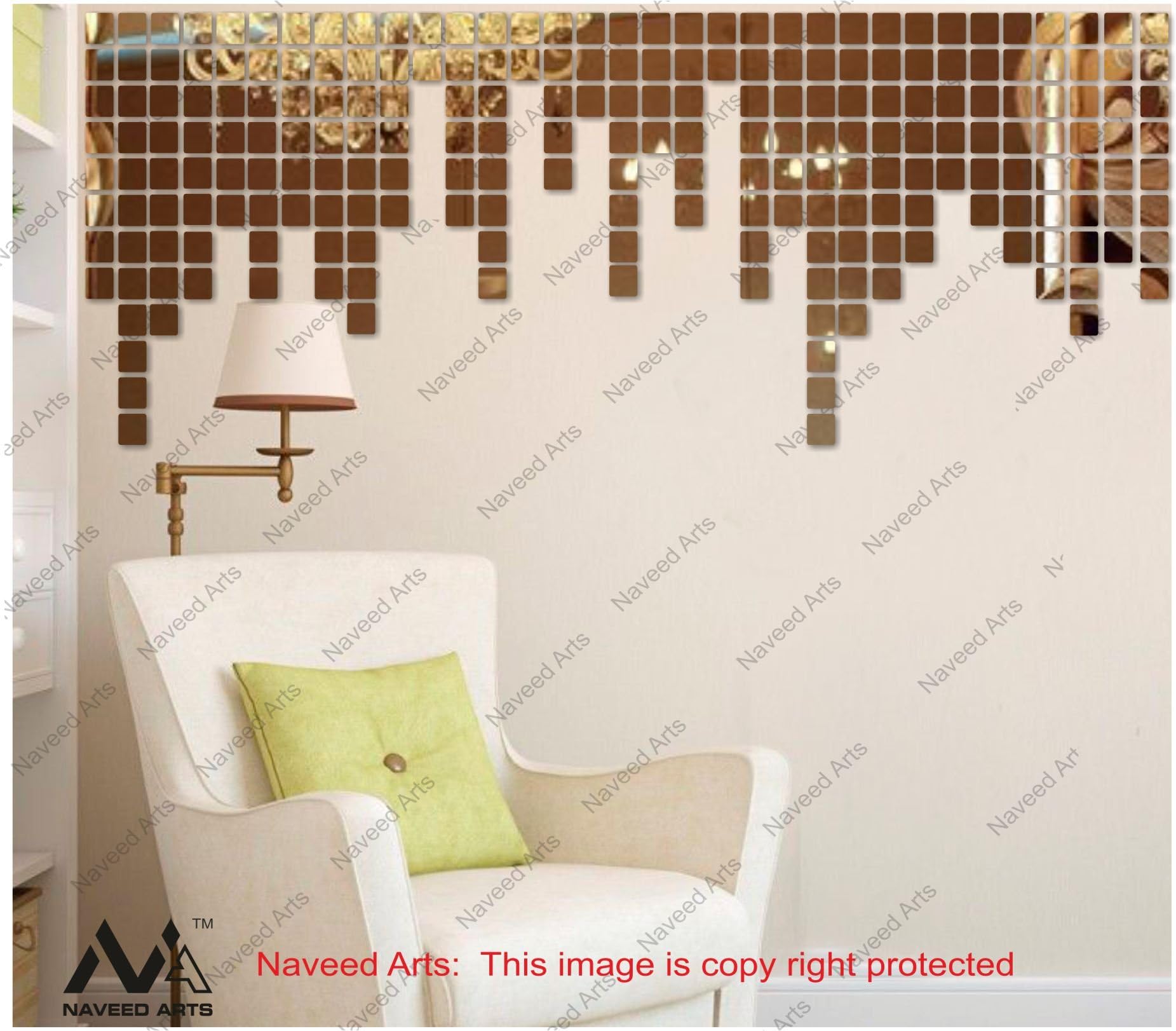 Naveed Arts - Acrylic 3x3 cm Mosaic Square wall sticker for Home and Office -Bronze mirror 100 Pieces - JB041BRM100 - Factory Outlet, Bill + Warranty …