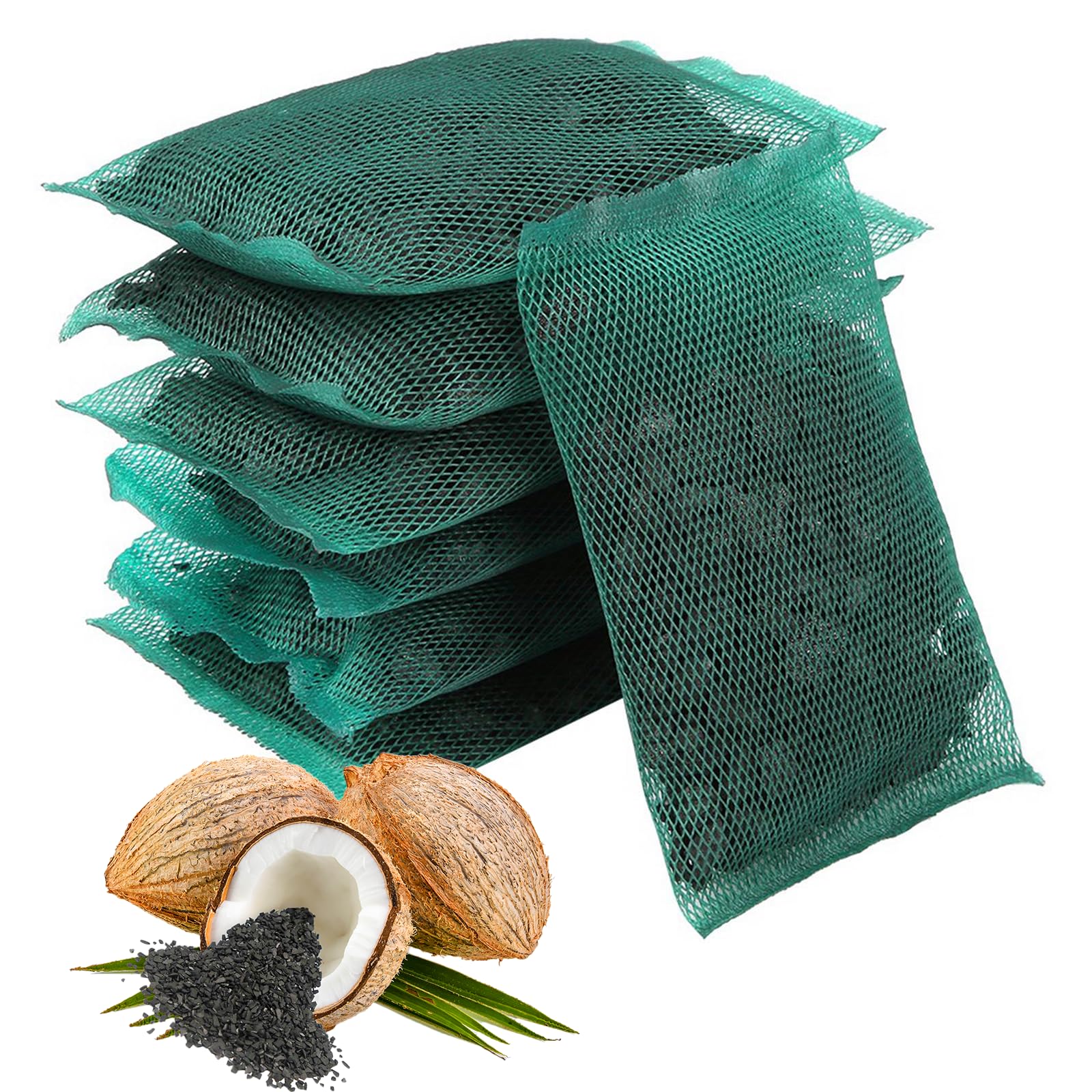 Aquarium Purification Activated Carbon, Multifunctional Activated Carbon, Efficient Activated Carbon, Aquarium Water Purification Activated Carbon Pellets with Fine Mesh Bag(7 Net Bags)