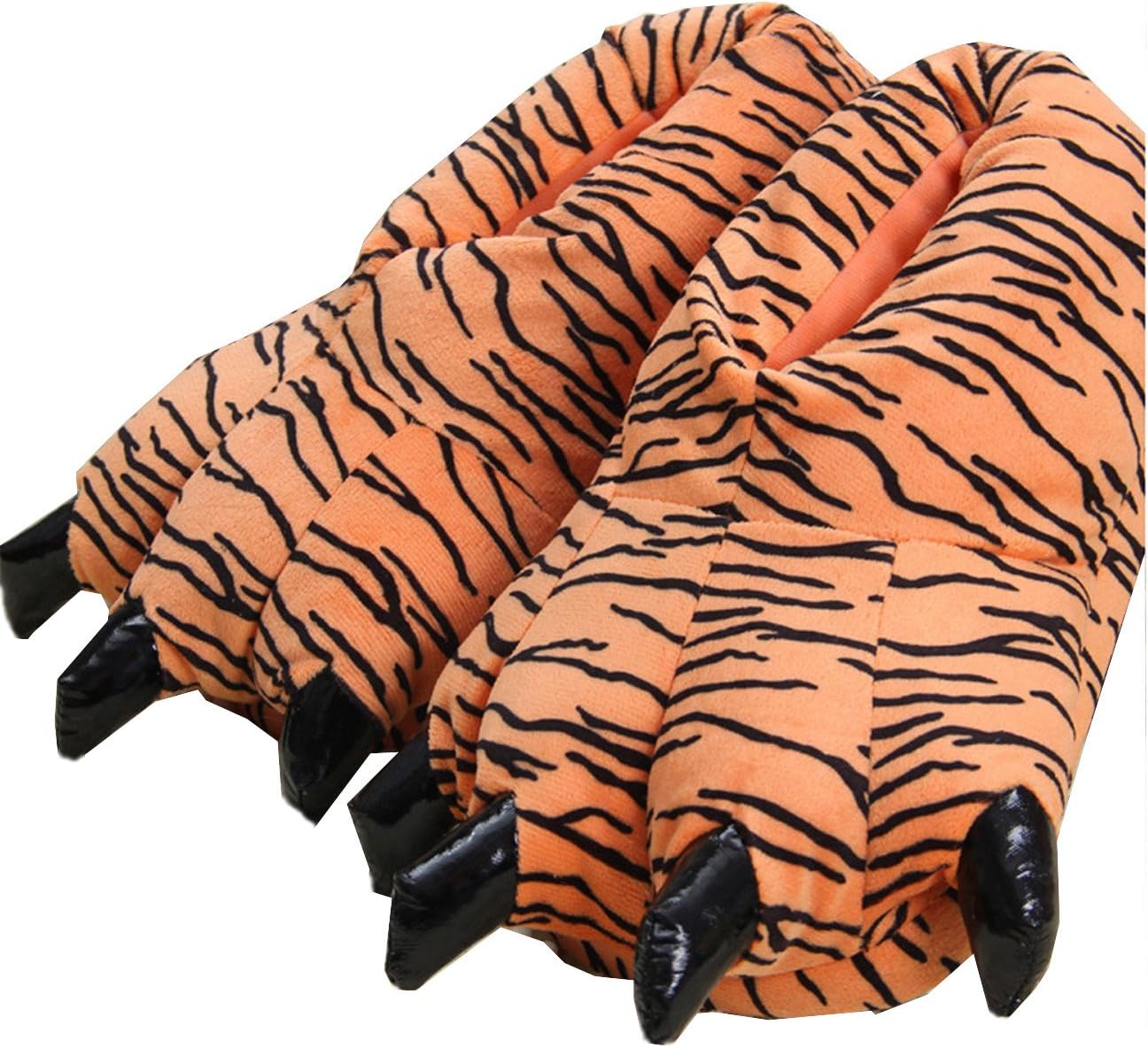 YELAN Unisex Soft Plush Home Slippers Animal Costume Paw Claw Shoes S Child Size 28-34