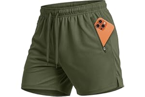 MAGCOMSEN Men's 5" Athletic Basketball Shorts Lightweight Linerless Mesh Running Workout Shorts with Zipper Pockets