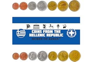 HOBBY OF KINGS Set of 7 Coins from Greece. 1, 2, 5, 10, 20, 50, 100 Drachmas. 1982-2000