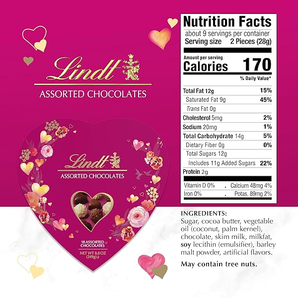 LINDT VALENTINE’S CLASSIC HEART ASSORTED GOURMET CHOCOLATE CANDY TRUFFLES, 8.8 OZ.