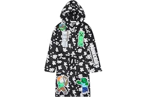 Get Trend Minecraft Dressing Gown Boys & Teens, Fleece Hooded Bathrobe, Creeper Loungewear Nightwear, Gamer Gifts for Boys