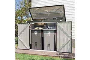 Aoxun 80 CU.FT Outdoor Storage Shed Metal Trash Can Storage with Chain Lid Waterproof Outdoor Garbage Can Organizer, Ideal fo