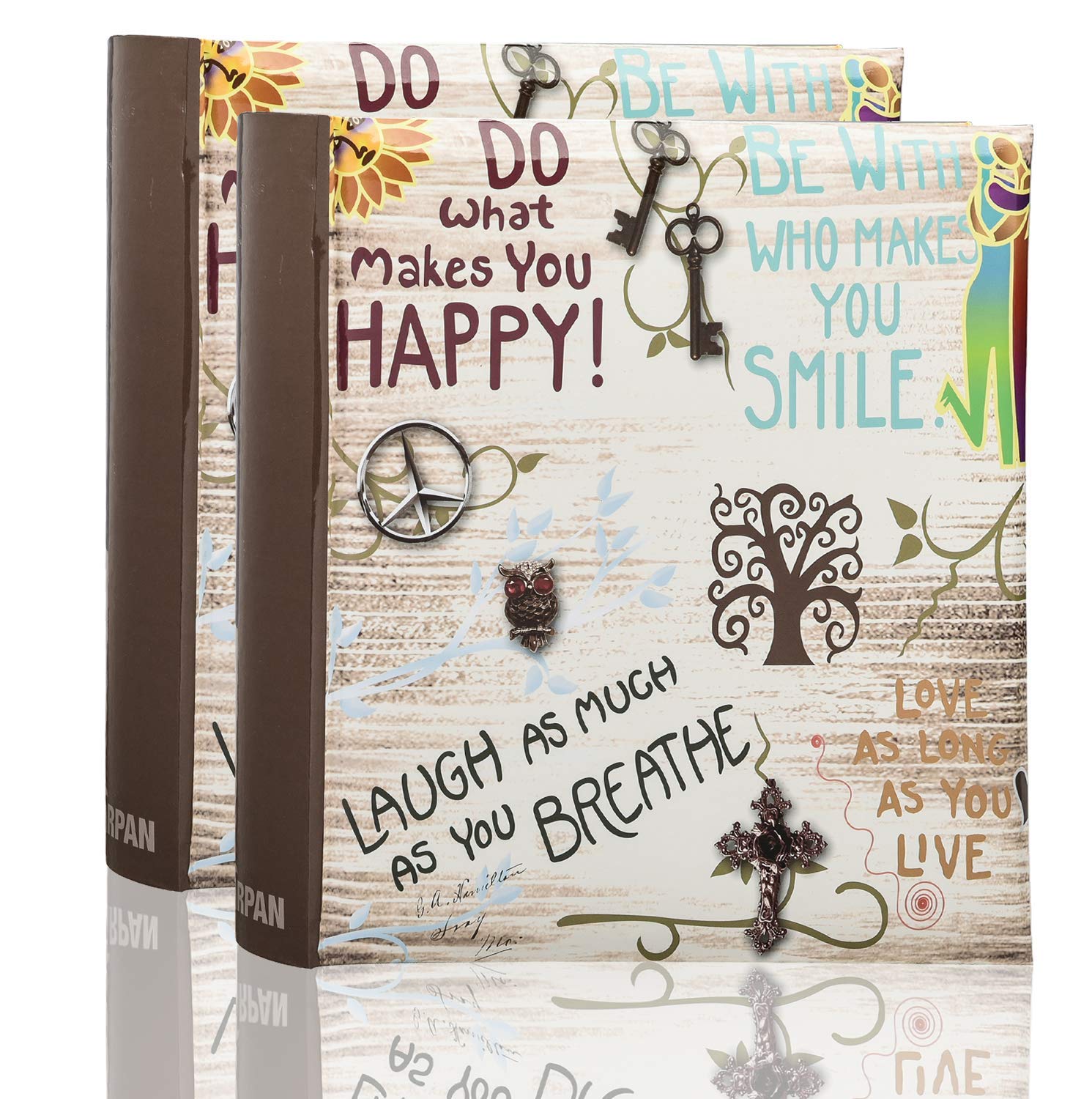 2 x Travel/Holiday Destinations/Memory Photo/Picture Album with Memo Writing Area and Decorative Vintage/Text Design on Front to Fit 200 6 X 4'' / 15 x 10 cm Photos (Inspirational slogans Text)