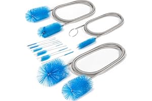 GlurpZap Cleaning Brush,13Pcs Stainless Steel Nylon Brush Set,Flexible and Portable Cleaning Brushes for Household Use,Bottle Washing Brush,Long Pipe Cleaners,Sunroof Drain Cleaning Tool