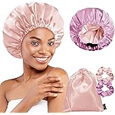 BONNET QUEEN Silk Bonnet for Sleeping Women Satin Bonnet Double Layer Reversible Hair Bonnet for Curly Hair Night Sleep Cap (4 Items Gift Pack, Jade)