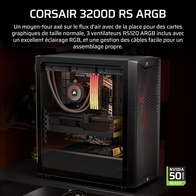 3200D RS ARGB Boîtier PC Moyen Tour – 3 Ventilateurs Inclus – Fumée