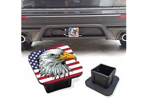Sutmore Trailer Hitch Cover, Bald Eagle on American Flag Hitch Cover Rubber Towing Hitch Plug Covers, Square 2 Inch Receiver Tube Plug Cap for Trucks Cars SUVs
