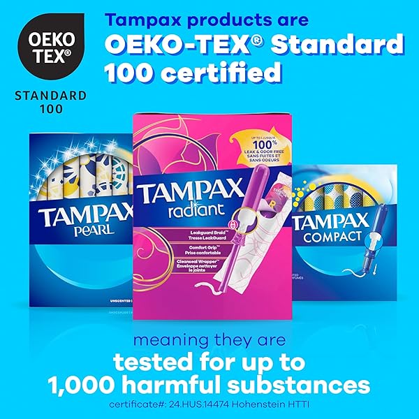 TAMPAX PEARL TAMPONS FOR WOMEN, WITH LEAKGUARD BRAID, ULTRA ABSORBENCY, UNSCENTED, 45 COUNT