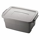 Rubbermaid Roughneck Clear Storage Container, 50 qt, Clear Base, Grey and Black Lid, Pack of 5 (1785784)