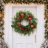 Yinder 20 Inch Artificial Christmas Wreath with Pine Cone and Berry Fruit | Xmas Front Door Wreath, Farmhouse Xmas Door Decoration, Artificial Wreath for Indoor, Outdoor, Farmhouse, Home Decor