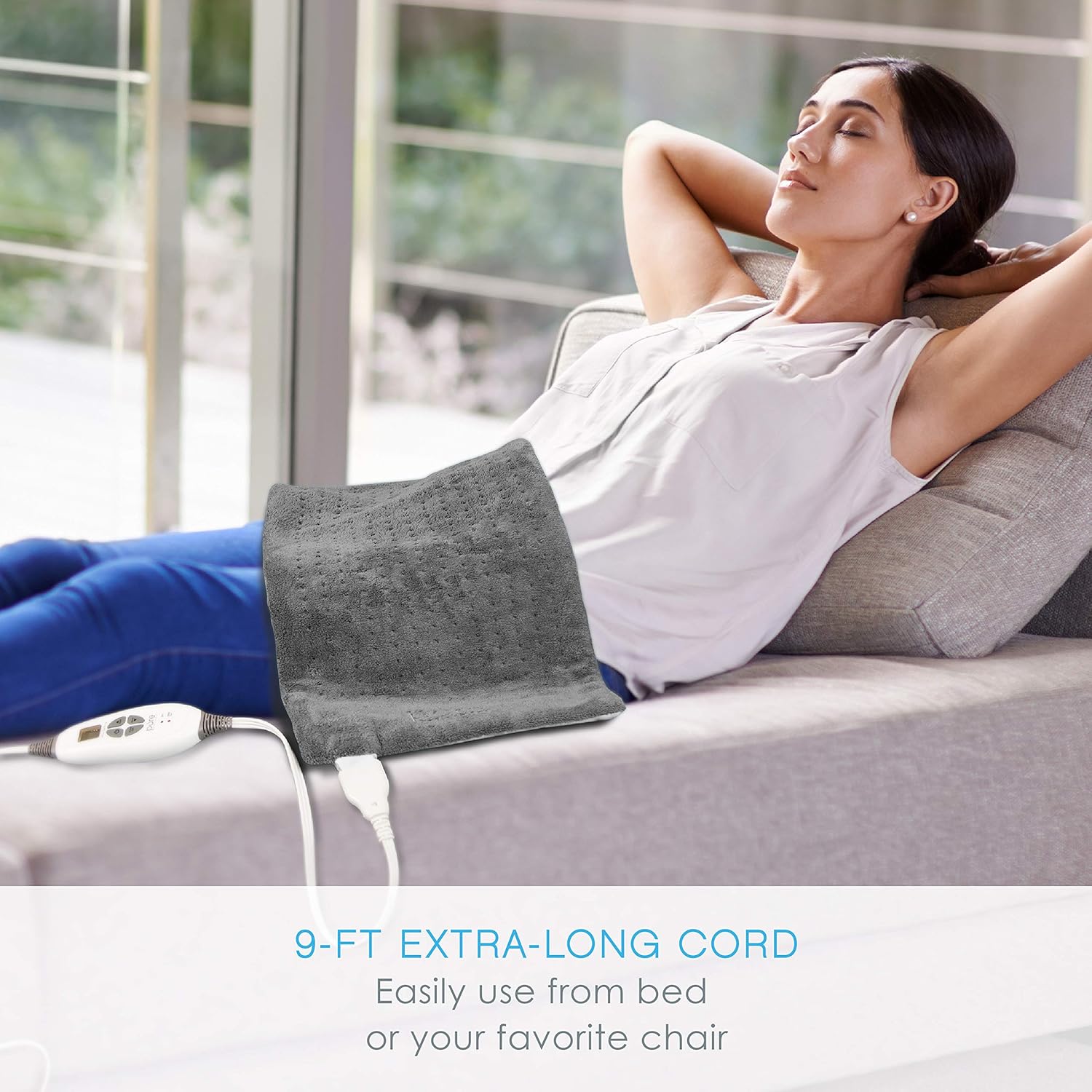 Pure Enrichment PureRelief XL (12"x24") Electric Heating Pad for Back Pain and Cramps - Ultra-Soft with 6 Temperature Settings, Auto Shut-Off, and Moist Heat (Turquoise Blue): Health & Personal Care