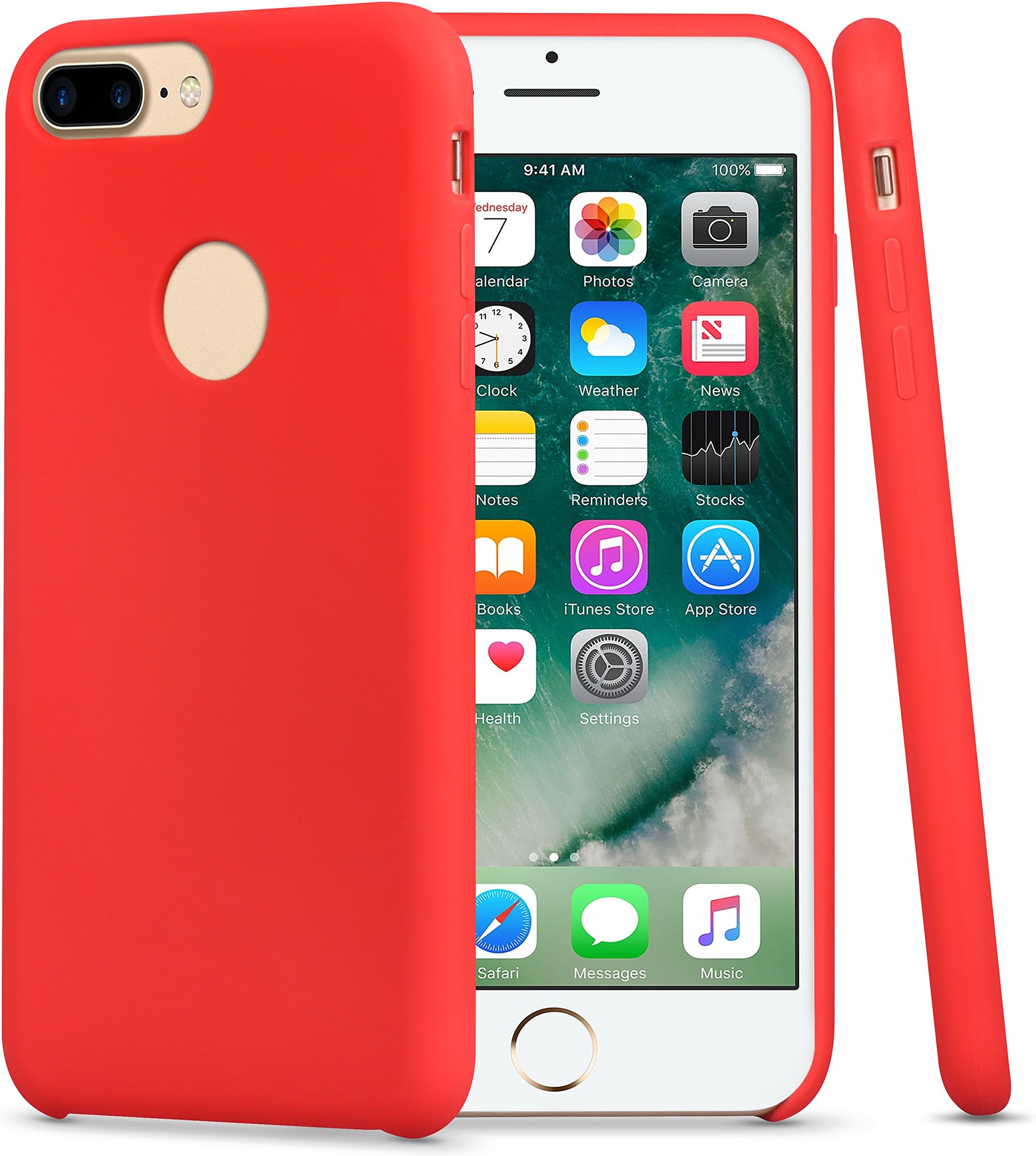 iPhone 7 Plus Case, Cindick Soft Silicone Rubber Shockproof Anti-slip Protective Cover for Apple iPhone 7 Plus 5.5 Inch, Red