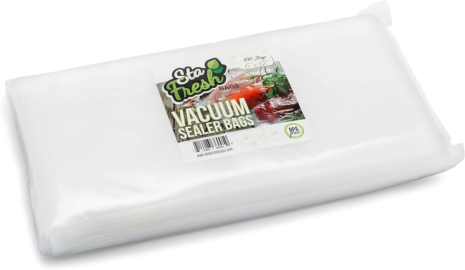 Sta Fresh Vacuum Sealer Storage Bags (6” x 12”, 100 Count), Quart Food Saver Bags 3.5mil SF612 Vac Meal Sealer