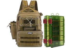 Goture Fishing Backpack Tackle Bag with Rod Holders, 28L Water-Resistant 600D Nylon, with 2 3600 Tackle Trays