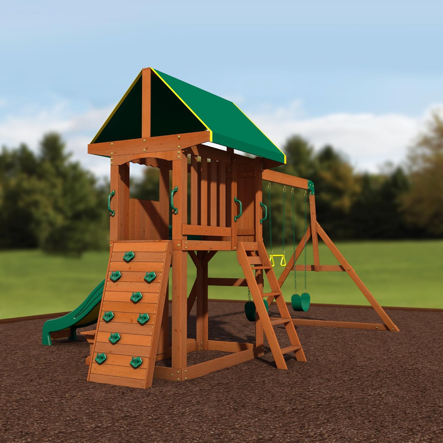 Amazoncom Backyard Discovery Somerset All Cedar Wood Playset Swing