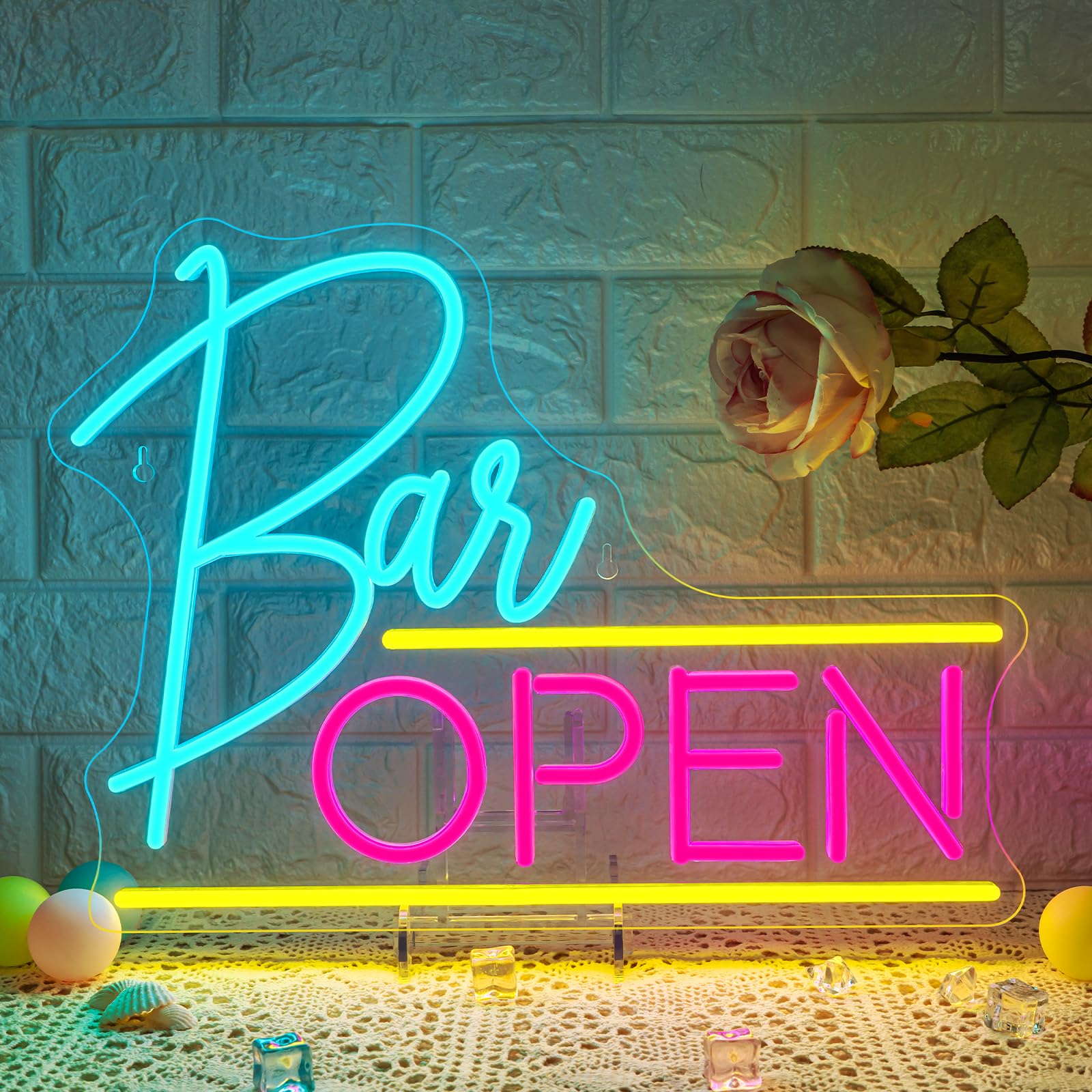 ineonlife Open Neon Signs Pink Blue LED Neon Light for Business Light up Sign for Bar, Salon, Store, Cafe, Shop, Club, Open Sign for Wall Decor