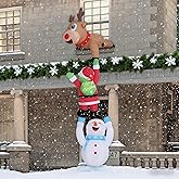 HYRIXDIRECT 10FT Hanging Christmas Inflatables Decorations, Elk Snowman Santa Claus Climbing for Roof Balcony Tree Window Sill Holiday Display