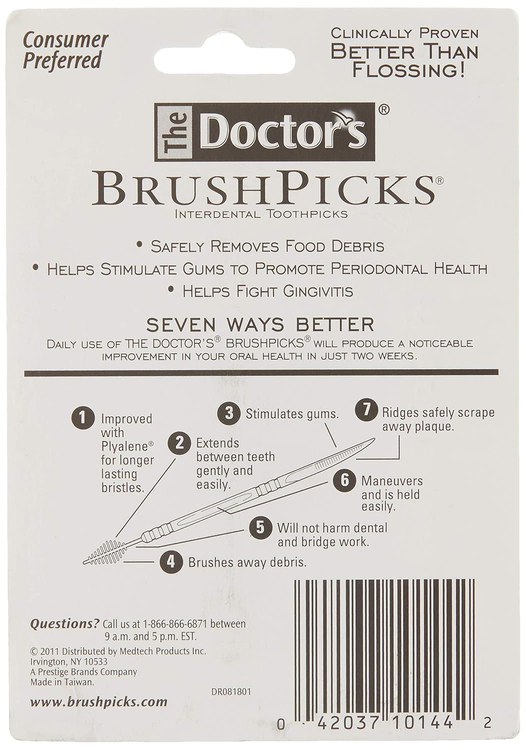The Doctor's BrushPicks Interdental Toothpicks, 275 Count (Pack of 1), As the Picture Shows, 275 Count (Pack of 4) - Image 5