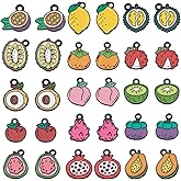 Craftdady Assorted Fruits Charms Enamel Food Pendants Colorful Fruit Dangle Alloy Charms for DIY Necklace Bracelet Earring Jewelry Making