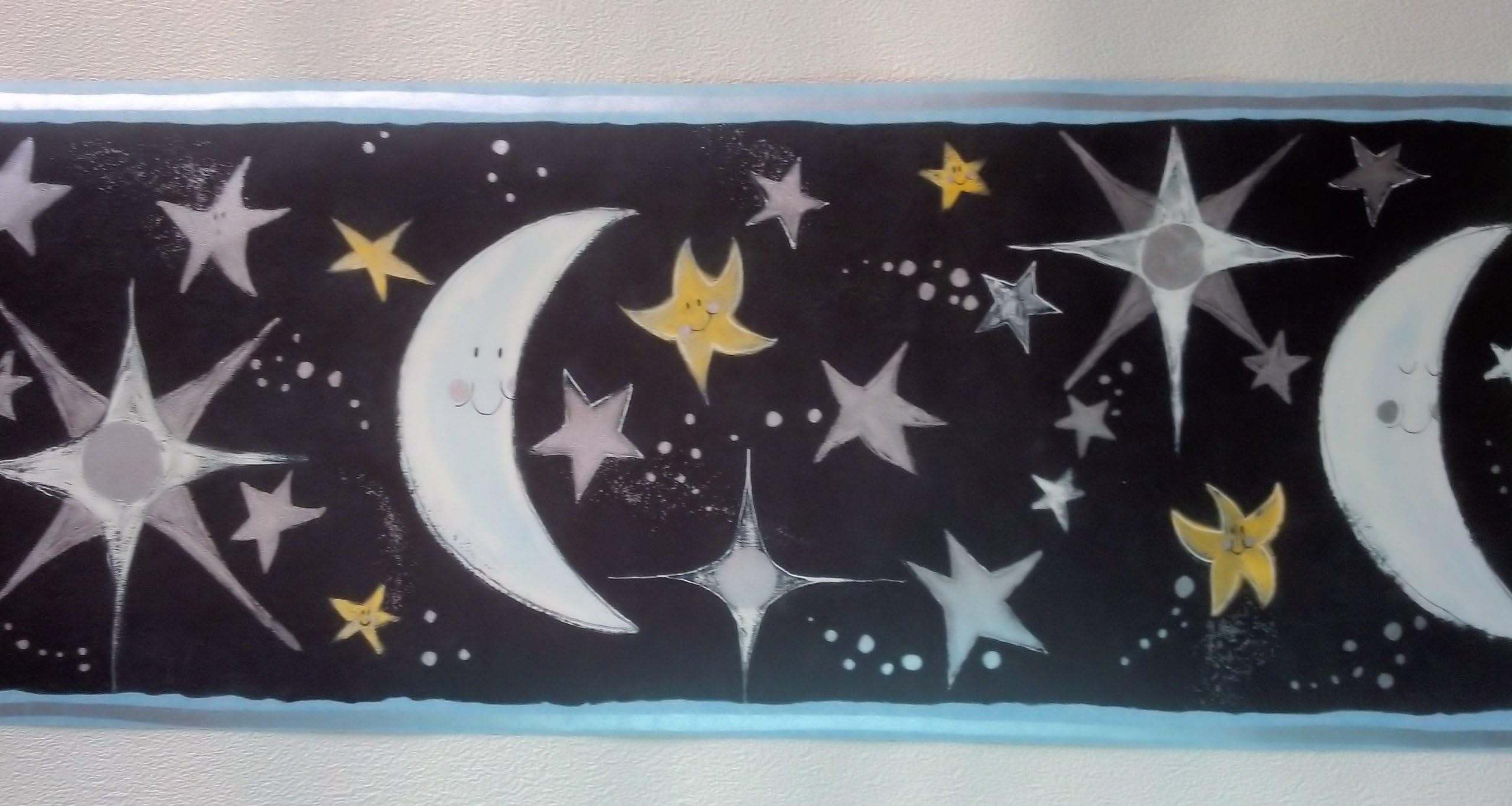 Moon Stars Celestial Wallpaper Border - Black LY70214B…