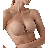 Nippies Silicone Contour Bra - 34C, Caramel - Reusable Strapless Sticky Bra for Women with Shaping Support, Adjustable Front Closure, Deep Round Cups & X Alignment Guide - Backless Outfit Solution