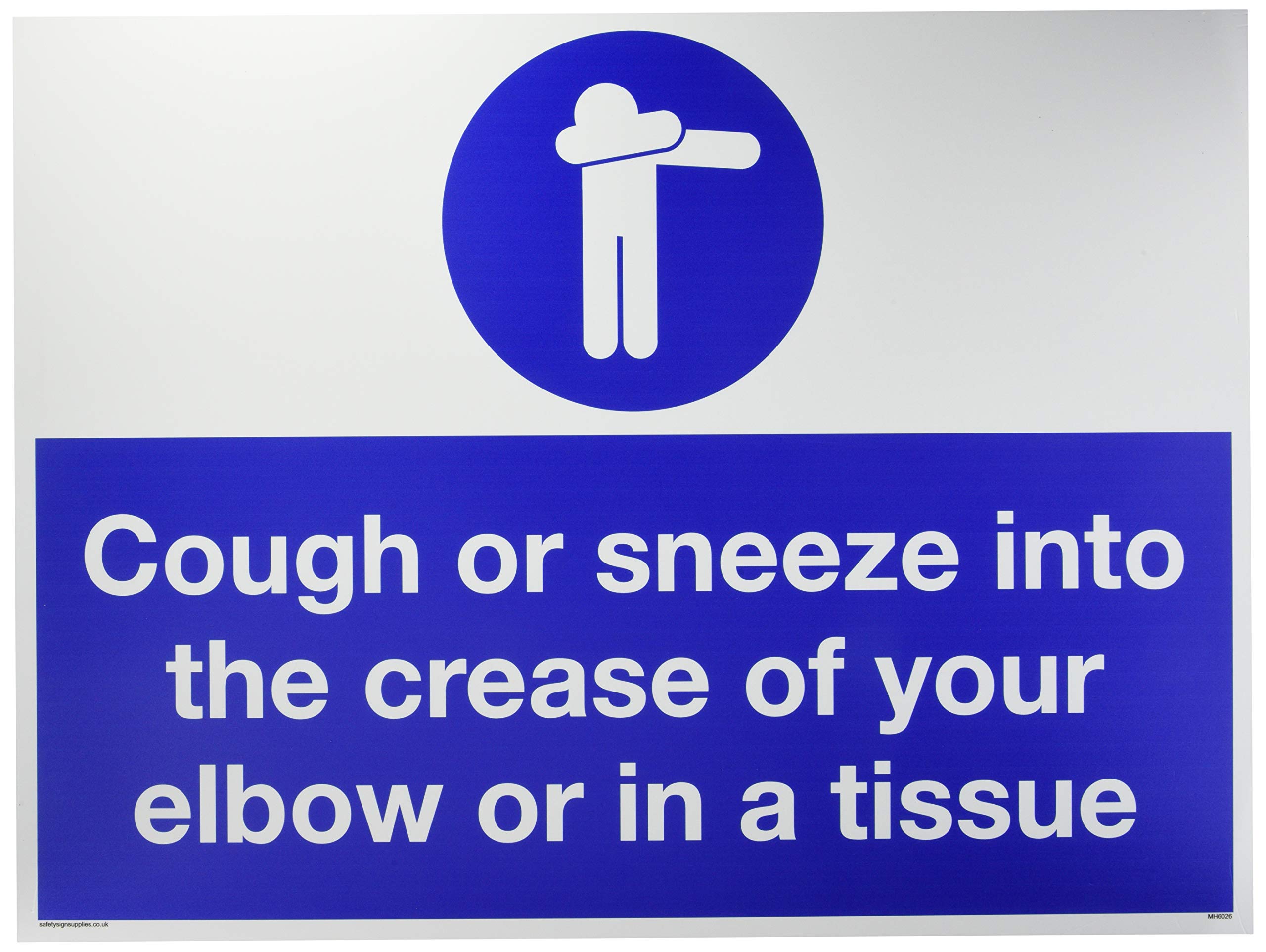 Cough or sneeze into the crease of your elbow or in a tissue