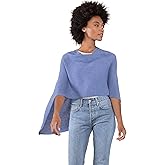 Alashan Cashmere -100% Cashmere Draped Dress Topper Poncho (Block Island)