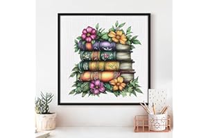 Books Cross Stitch Kits - Cute Flowers Series | Beginner-Friendly DIY Embroidery Kit with 11CT Fabric & Vibrant Threads | DIY