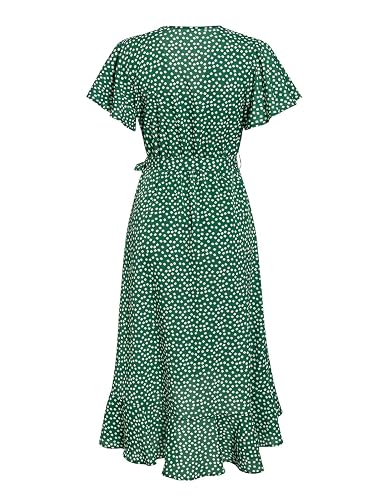 berrygo women's boho v neck ruffle floral wrap maxi dress 2024 Summer Wedding Guest Dress in Dubai - UAE Rachel Allan 70382 - flowy_styles Group-Dresses Package:Green dress, Tencel jacquard the MORTTIC maxi dress