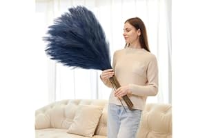 EVODIS 10 Pcs 39''/3.2FT Faux Pampas Grass Decor, Large Tall Fluffy Artificial Fake Flower, Bedroom Decor Boho Decor Pompas Floral for Vase Filler Farmhouse Home Wedding Decor (Blue)