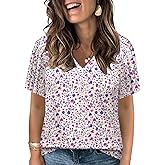 VISLILY Womens-Plus-Size-Summer-Tops Trendy V Neck T Shirts Casual Pleated Short Sleeve Dressy Blouses Tunics Cute Tee XL-5XL